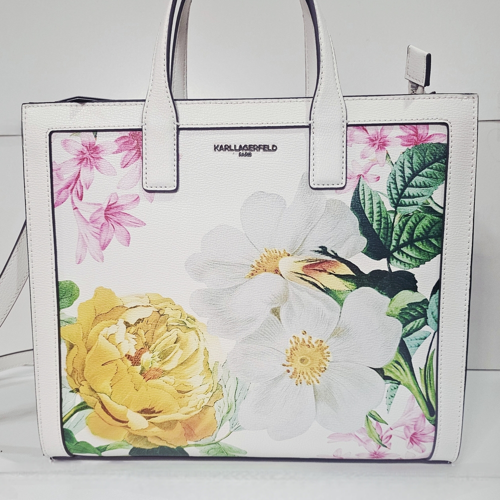 Karl Lagerfeld White Floral Tote Bag